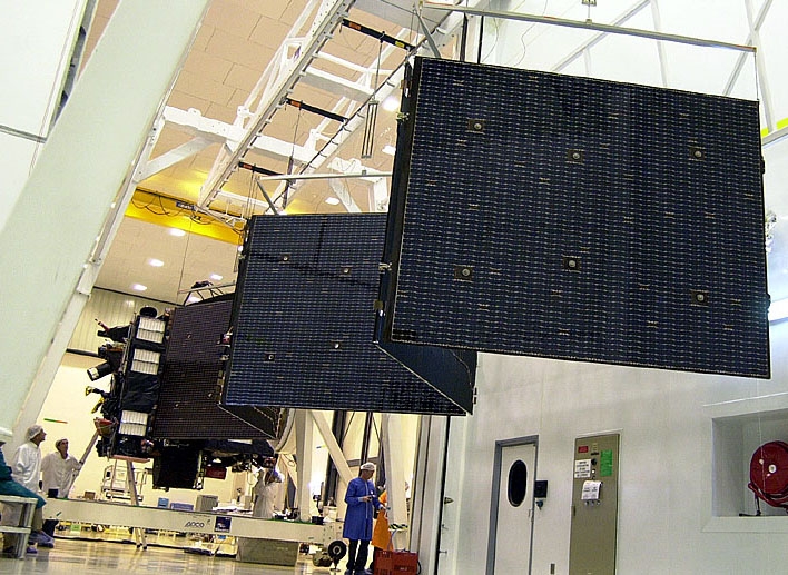 Tests de déploiement des panneaux solaires de la sonde Rosetta. Crédits : ESA/CNES/Arianespace